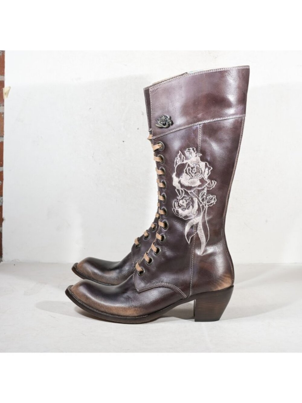 Siren by Mark Nason 69064 Fatinah Violet Embroidered Lace Up Knee High Boot Made - Picture 2 of 10